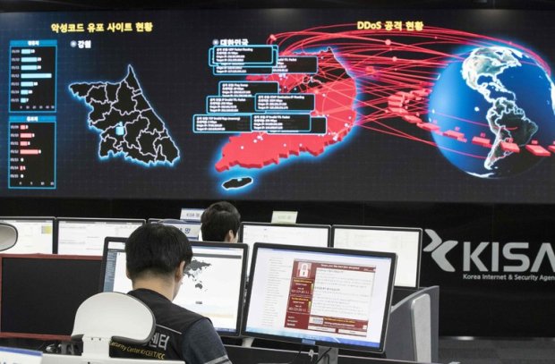 Workers at the Korea Internet and Security Agency in Seoul, South Korea, monitored the spread of ransomware cyberattacks on Monday. Credit Yonhap