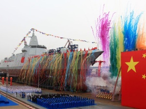 China’s new domestically built destroyer is launched at Jiangnan Shipyard in Shanghai on Wednesday. Reuters
